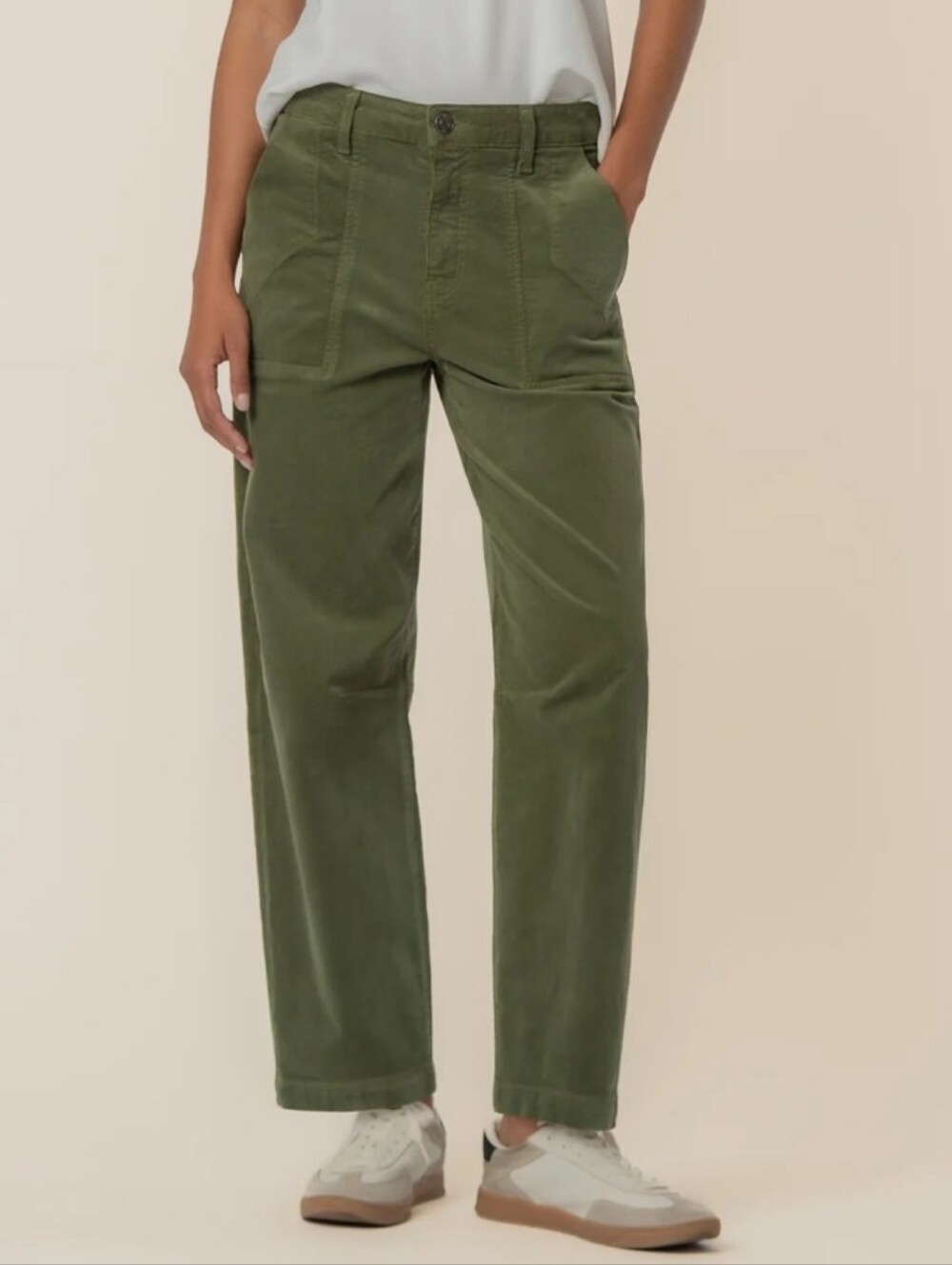 Kut From The Kloth Ashton Barrel Leg Corduroy Pants Size 6 High Rise Birch Green - Picture 10 of 10